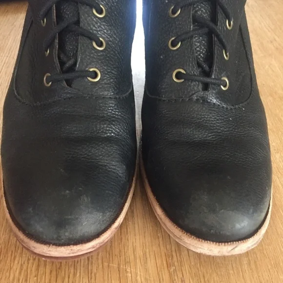 Kork Ease Black Mona Lace Up Leather Combat Boots Shoes